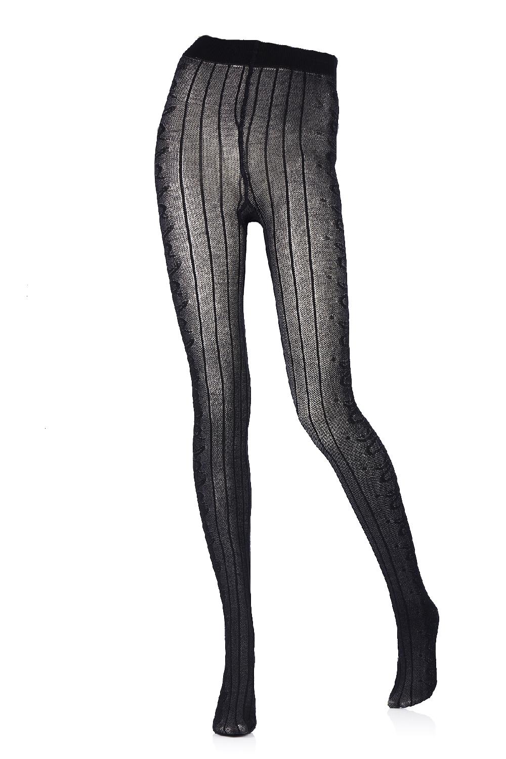 Save The Queen Collant Nere In Cotone Operato