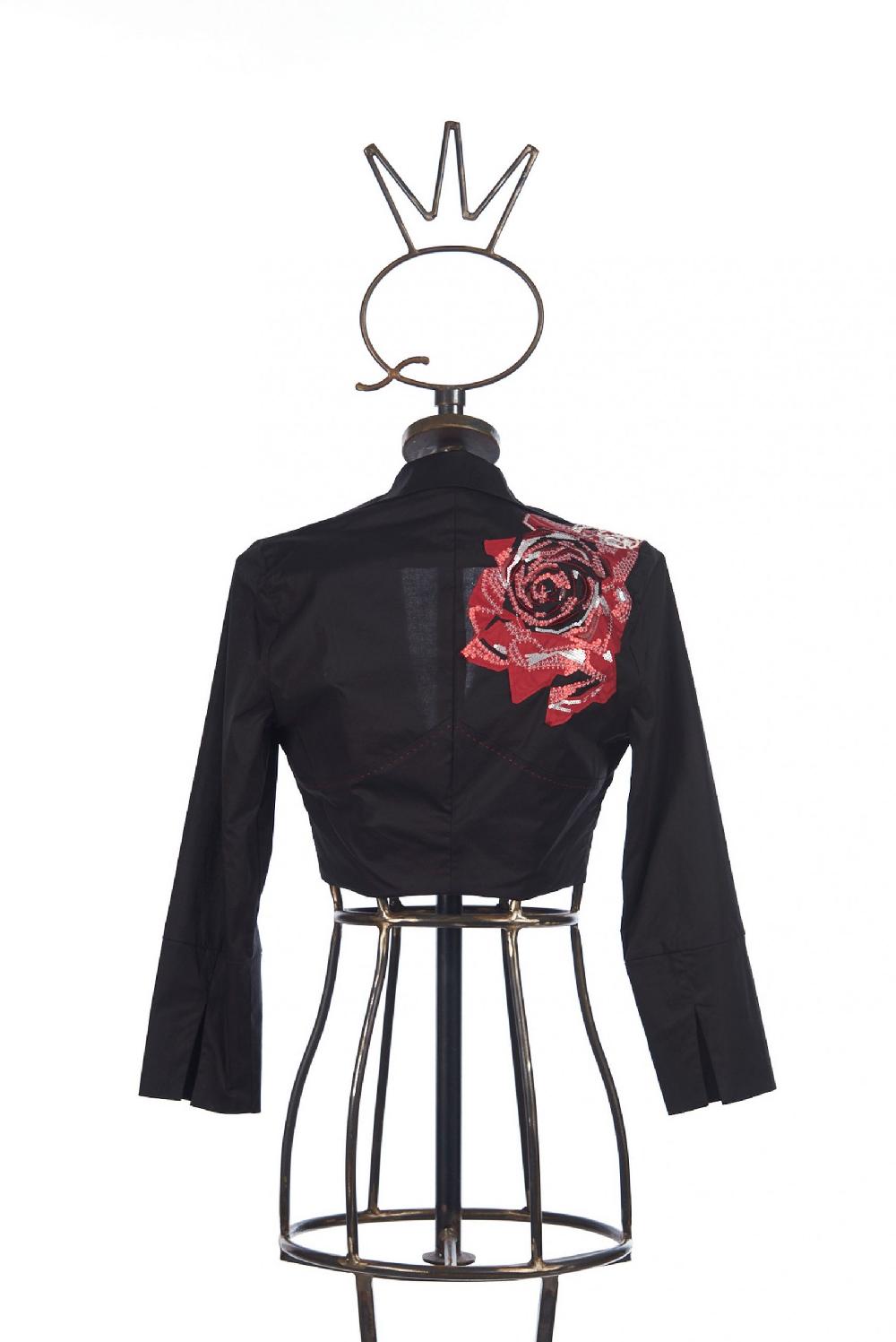 Save The Queen Giacca Corta Con Rosa Ricamata