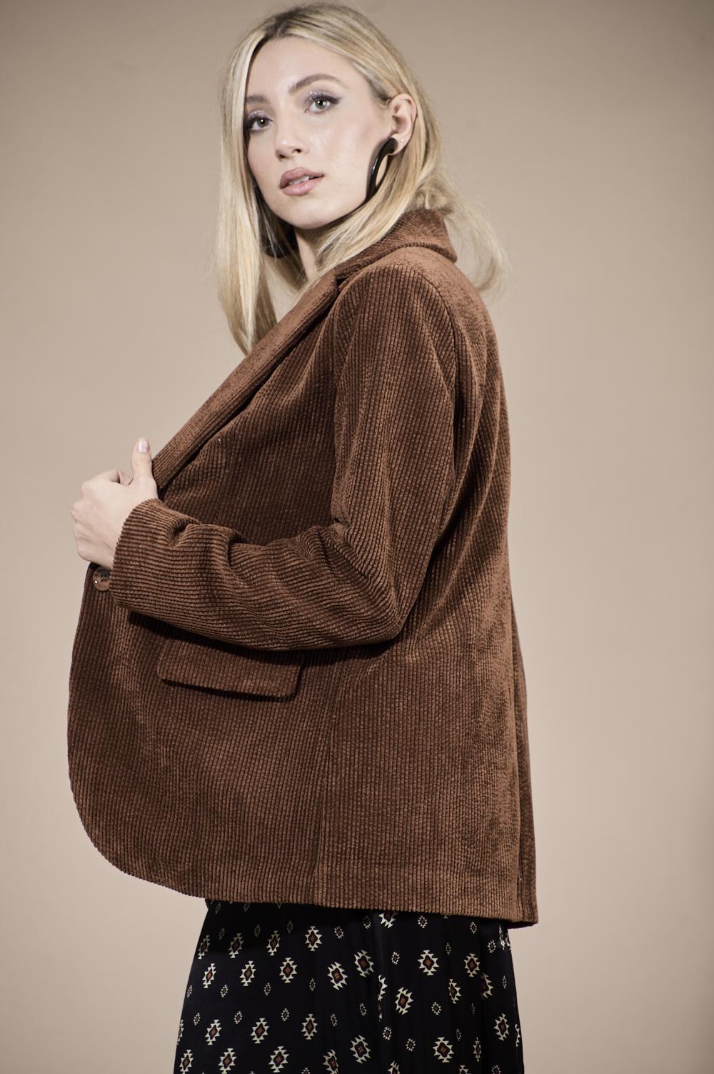 Save The Queen Giacca marrone di velluto a coste