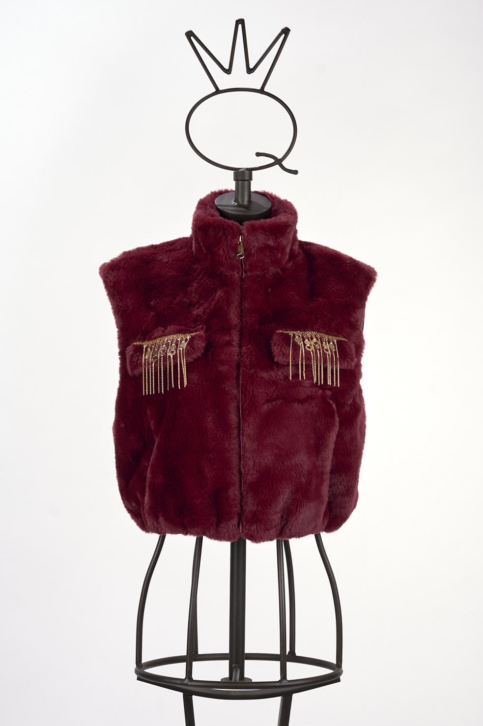 Save The Queen Gilet In Ecopelliccia Bordeaux
