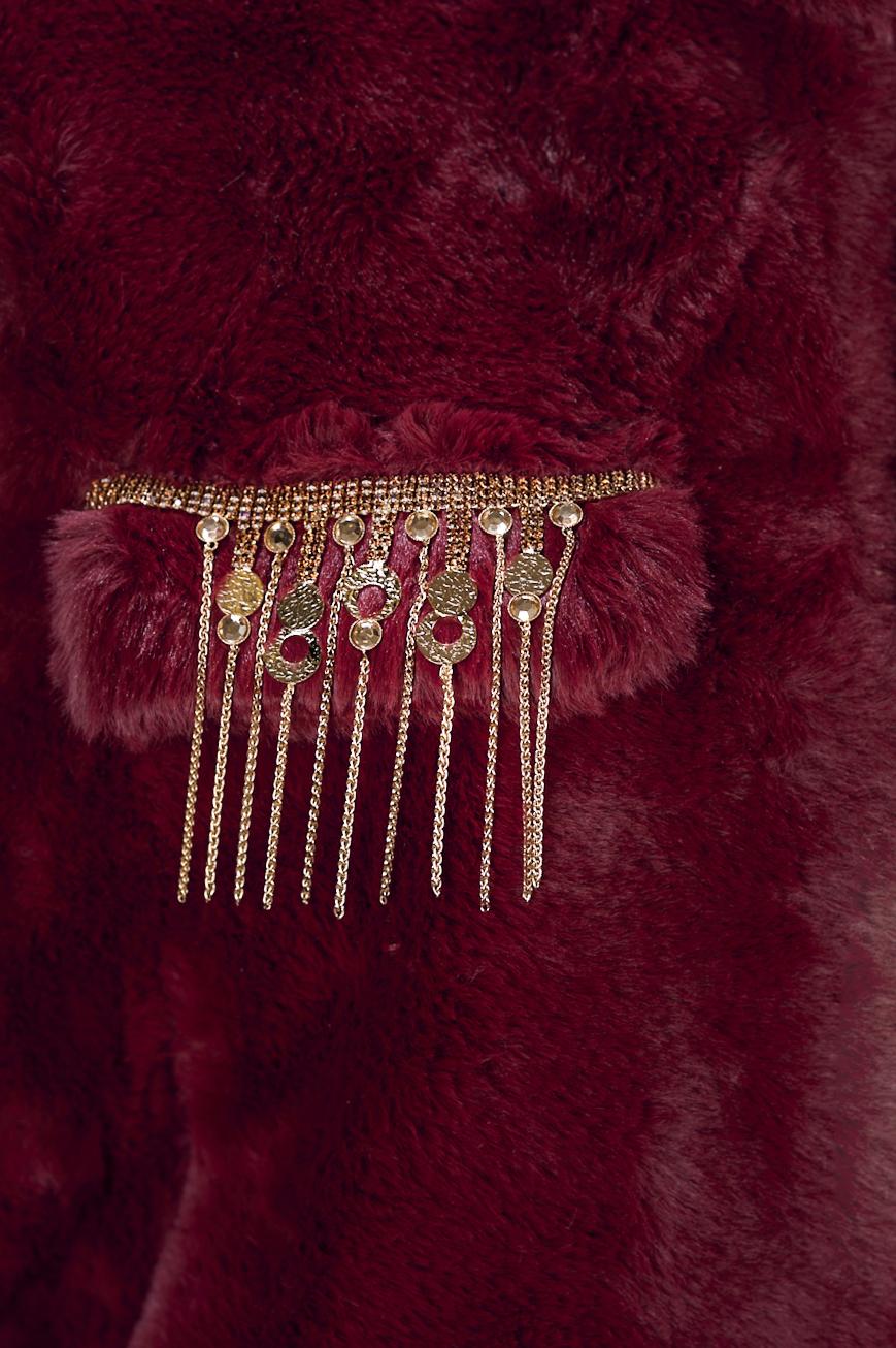 Save The Queen Gilet In Ecopelliccia Bordeaux