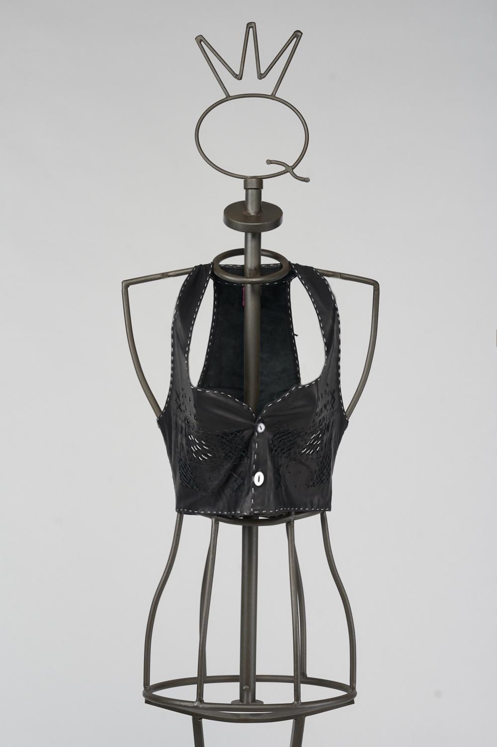 Save The Queen Gilet In Vera Pelle Nera