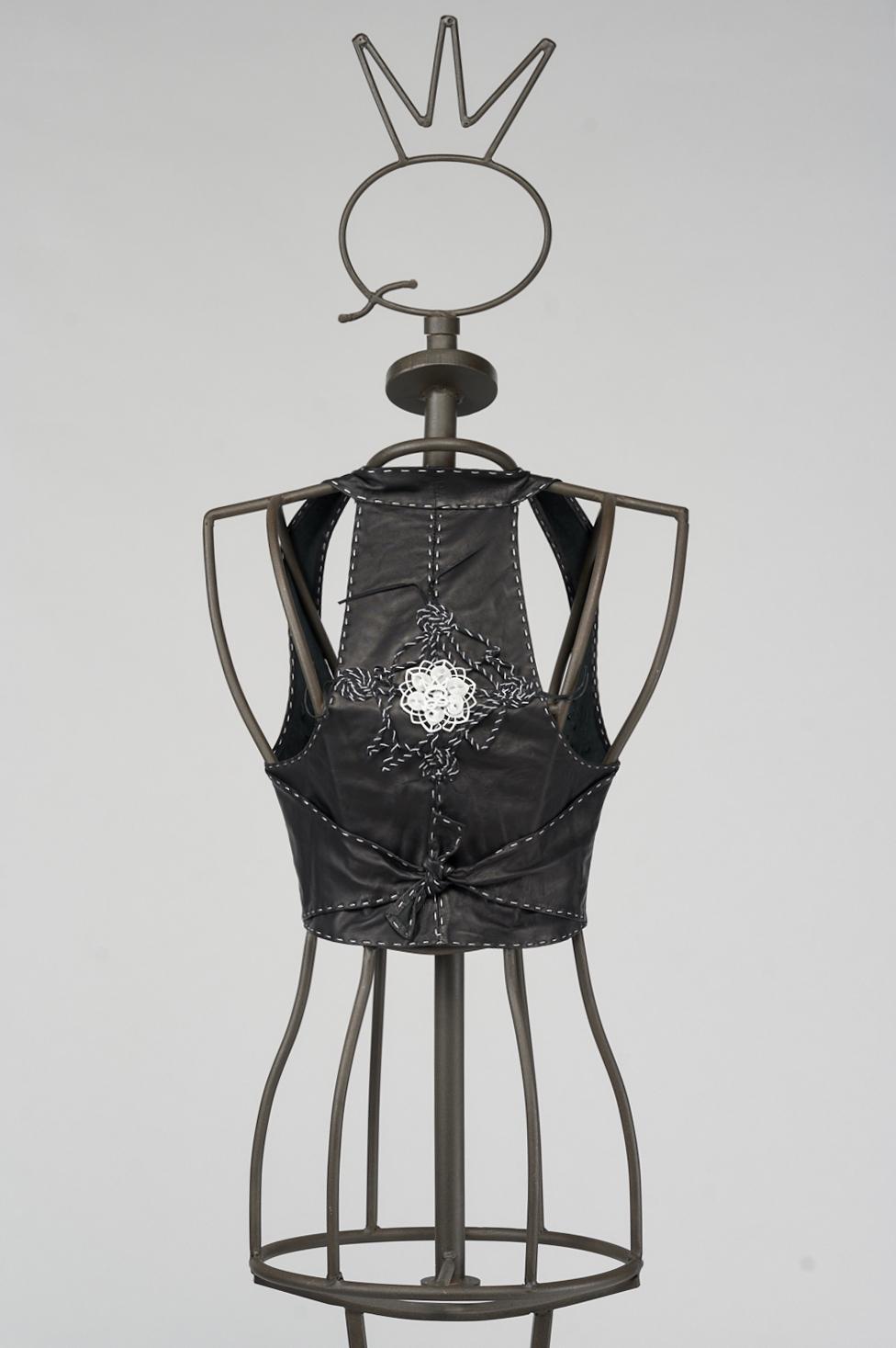 Save The Queen Gilet In Vera Pelle Nera