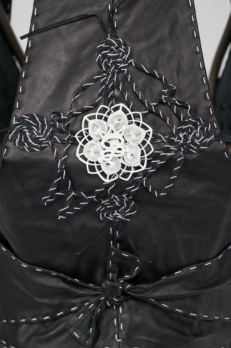 Save The Queen Gilet In Vera Pelle Nera