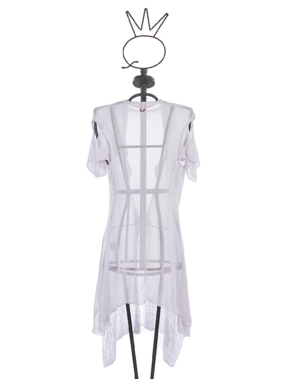 Save The Queen Gilet Lungo Asimmetrico Rosa Cipria