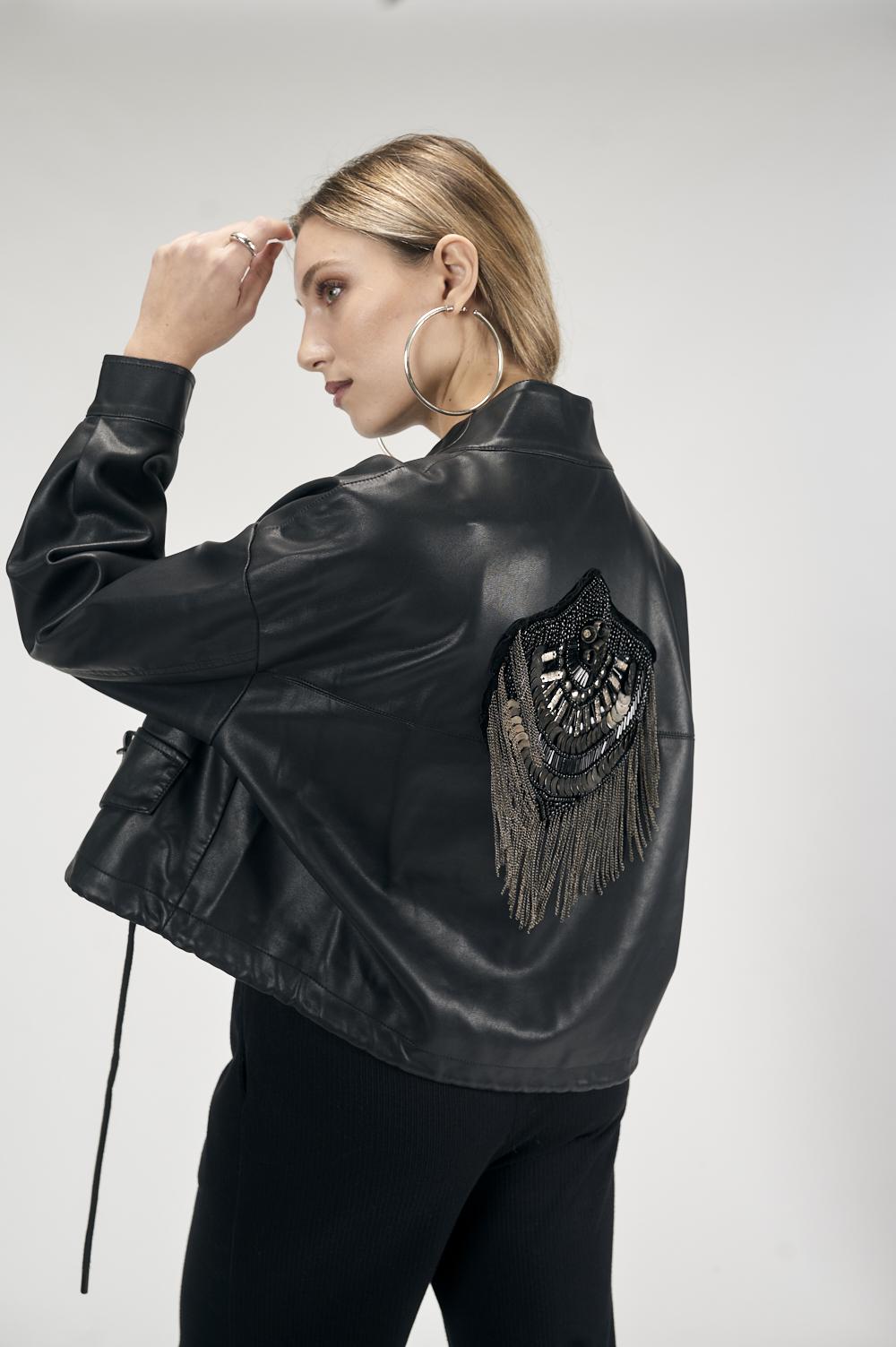 Save The Queen Giubbotto corto in ecopelle nera