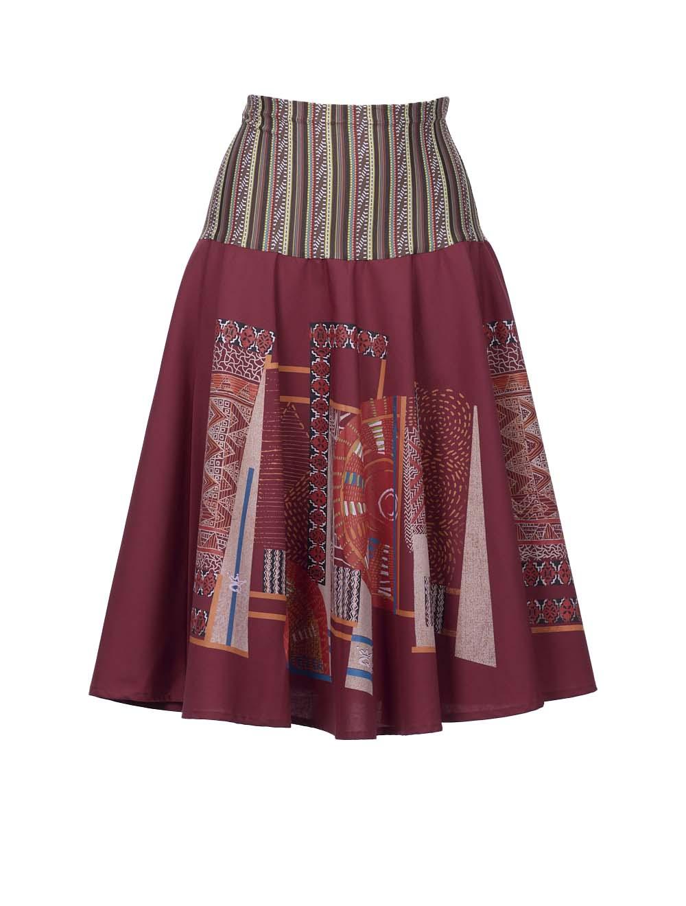 Save The Queen Gonna Godet Con Stampa Etnica