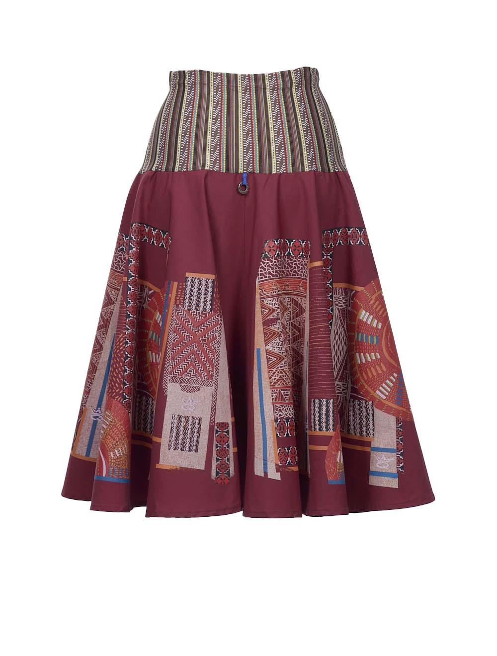 Save The Queen Gonna Godet Con Stampa Etnica