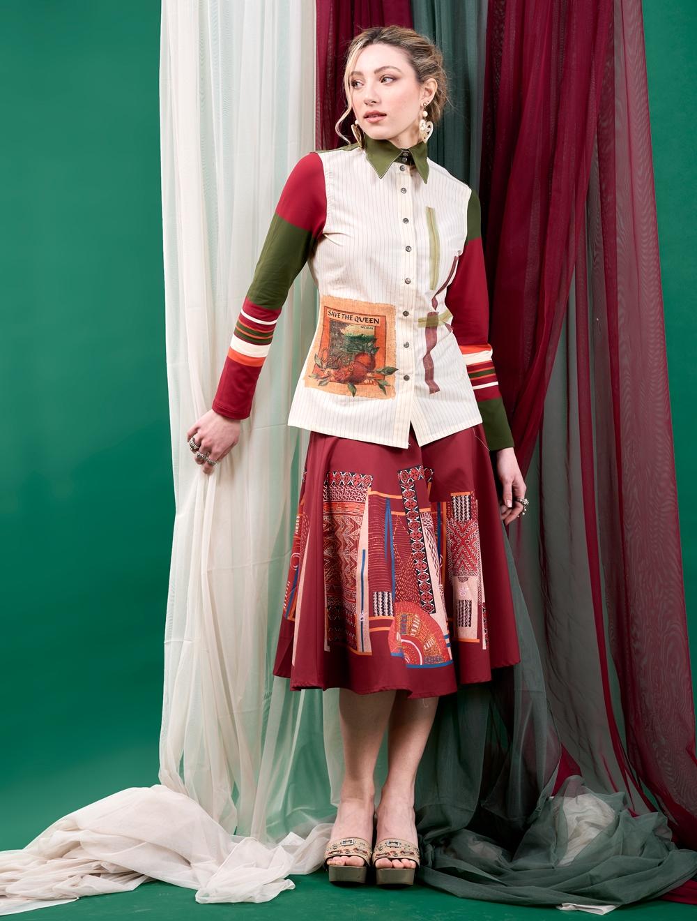 Save The Queen Gonna Godet Con Stampa Etnica