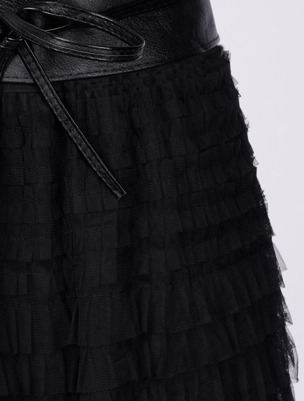 Save The Queen Gonna Lunga A Balze In Tulle Nero