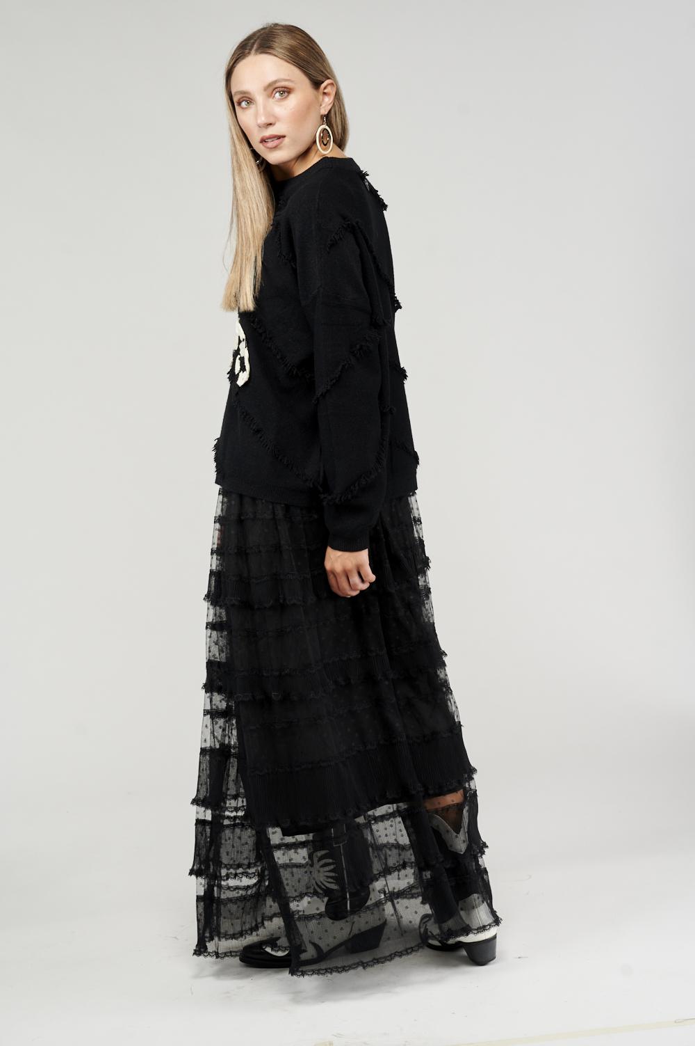 Save The Queen Gonna lunga in pizzo nero