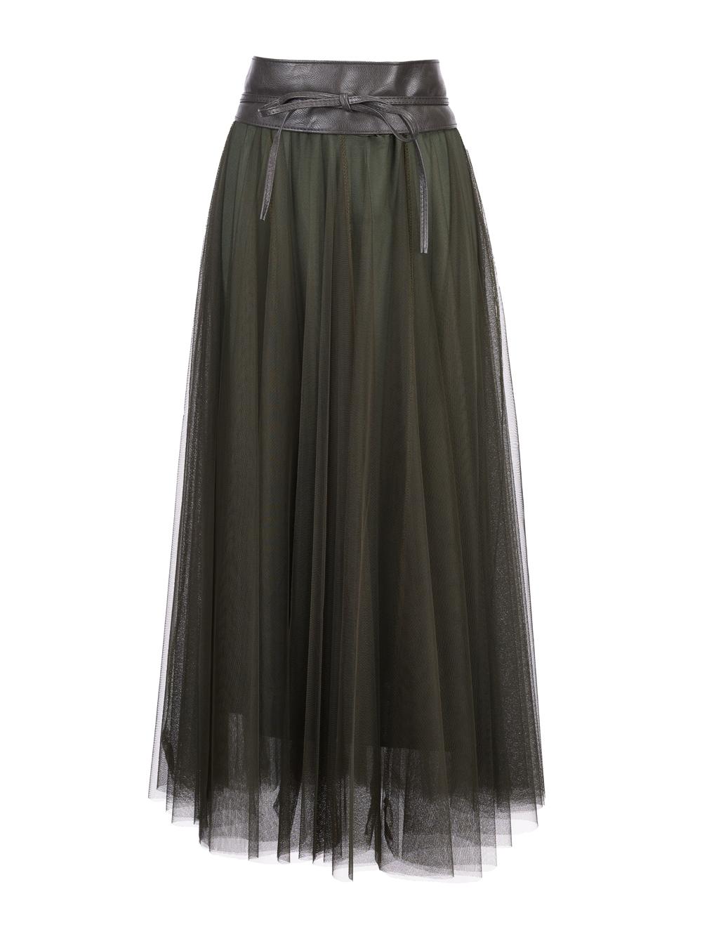 Save The Queen Gonna lunga in tulle verde militare