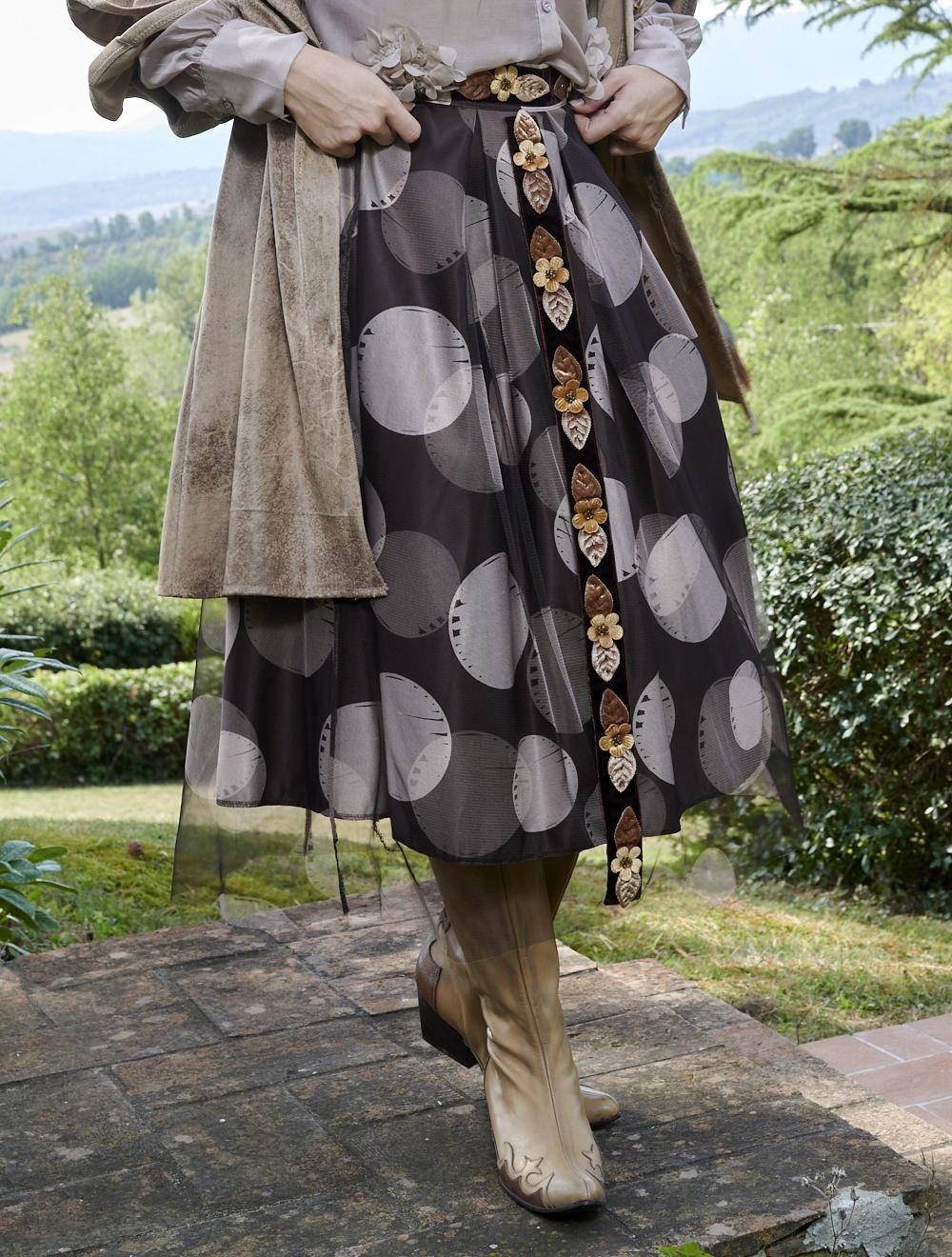 Save The Queen Gonna midi a pois marrone e beige