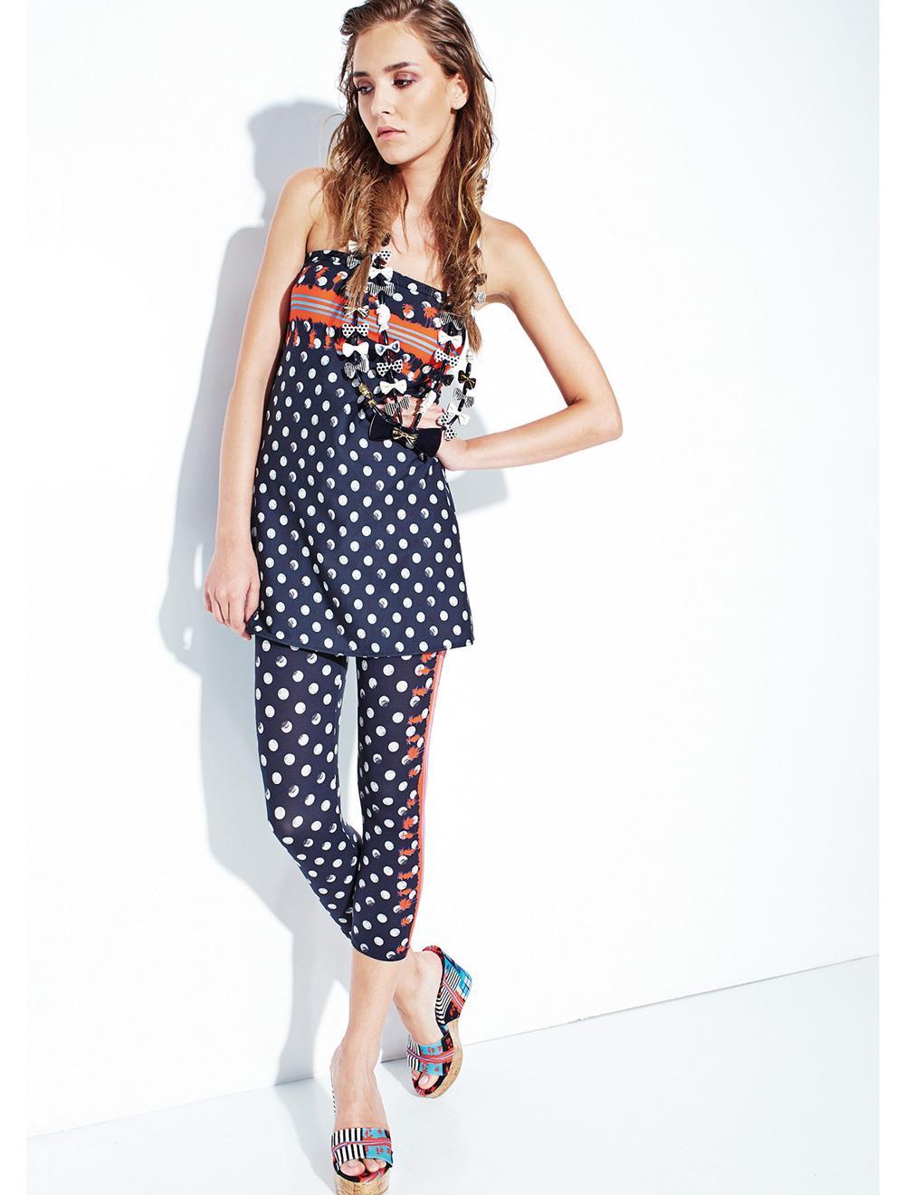 Save The Queen Leggings Capri Con Stampa A Pois