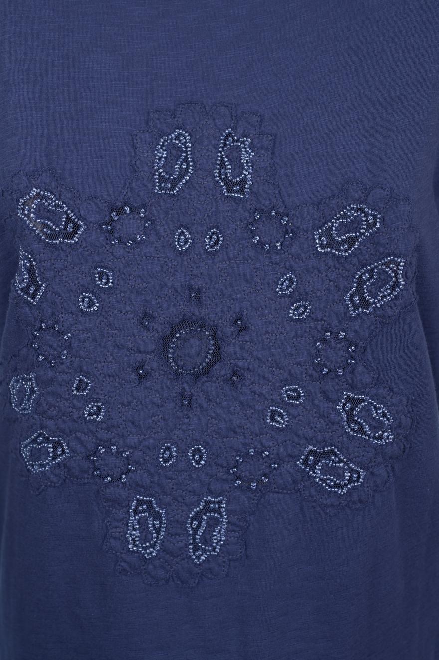 Save The Queen Maglia Blu Ricamata