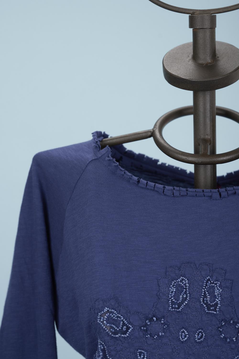 Save The Queen Maglia Blu Ricamata