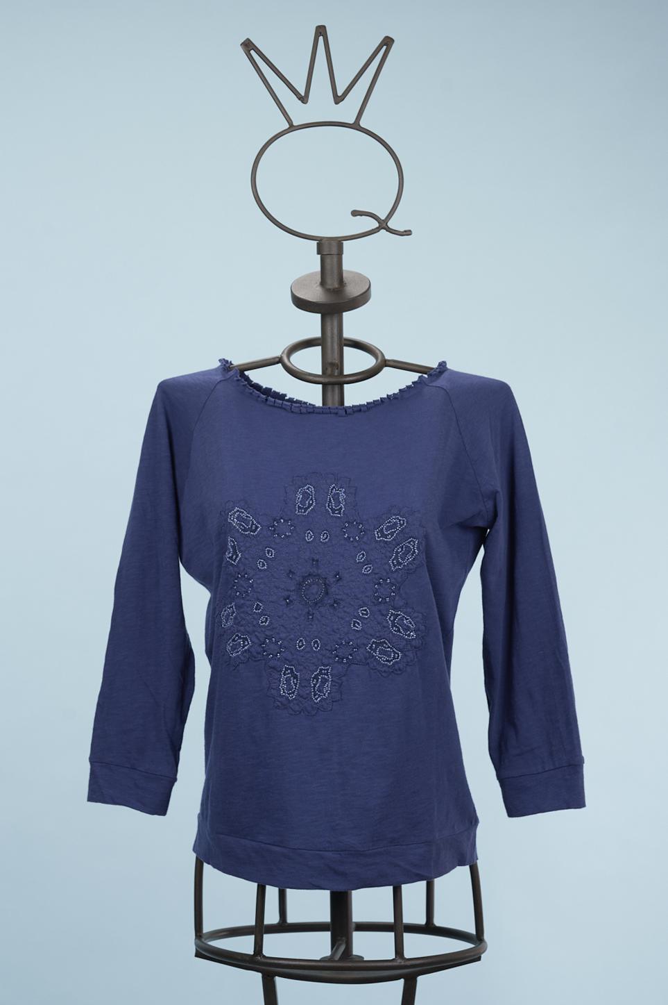 Save The Queen Maglia blu ricamata