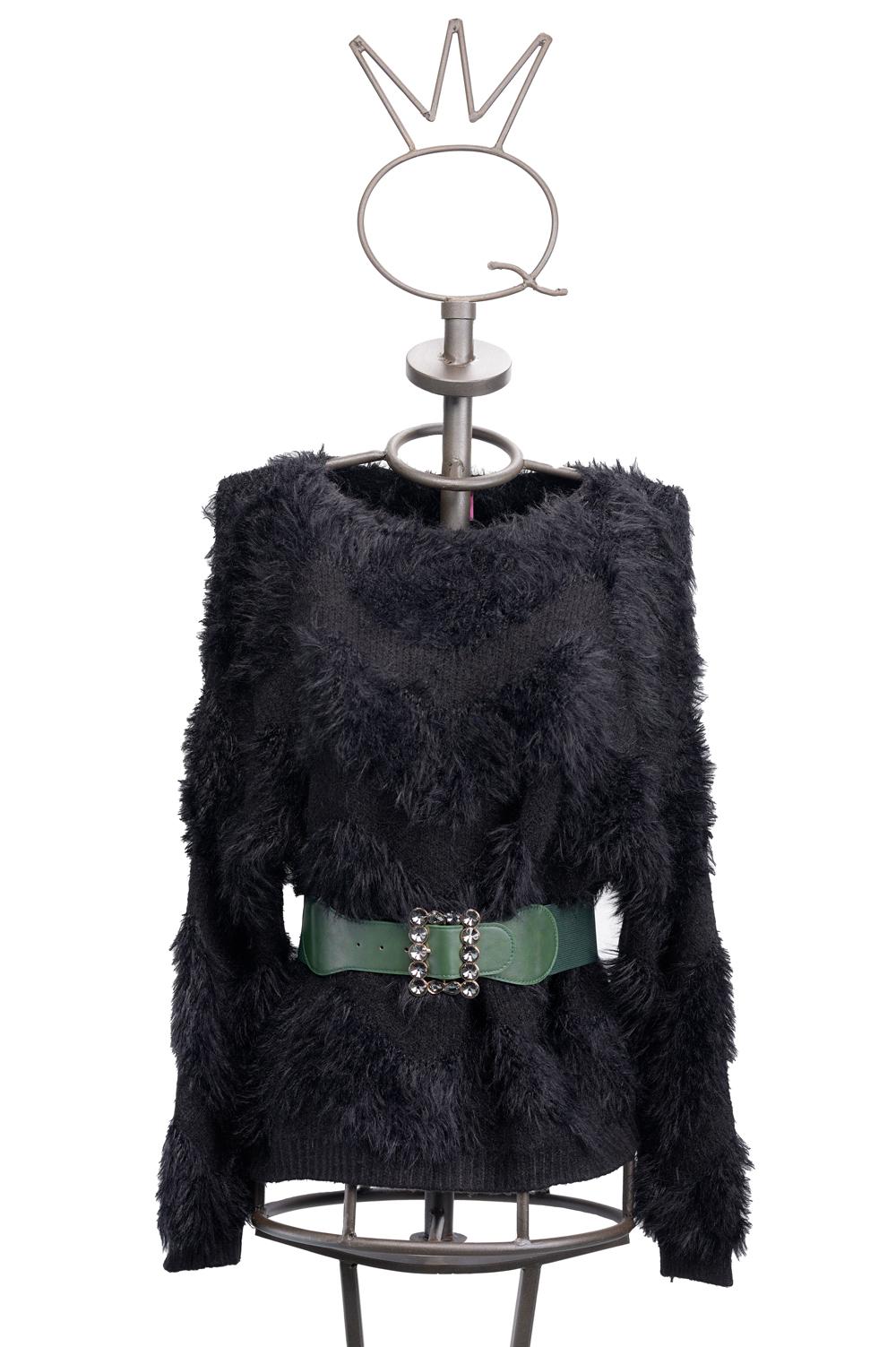 Save The Queen Maglia in viscosa nera con cintura