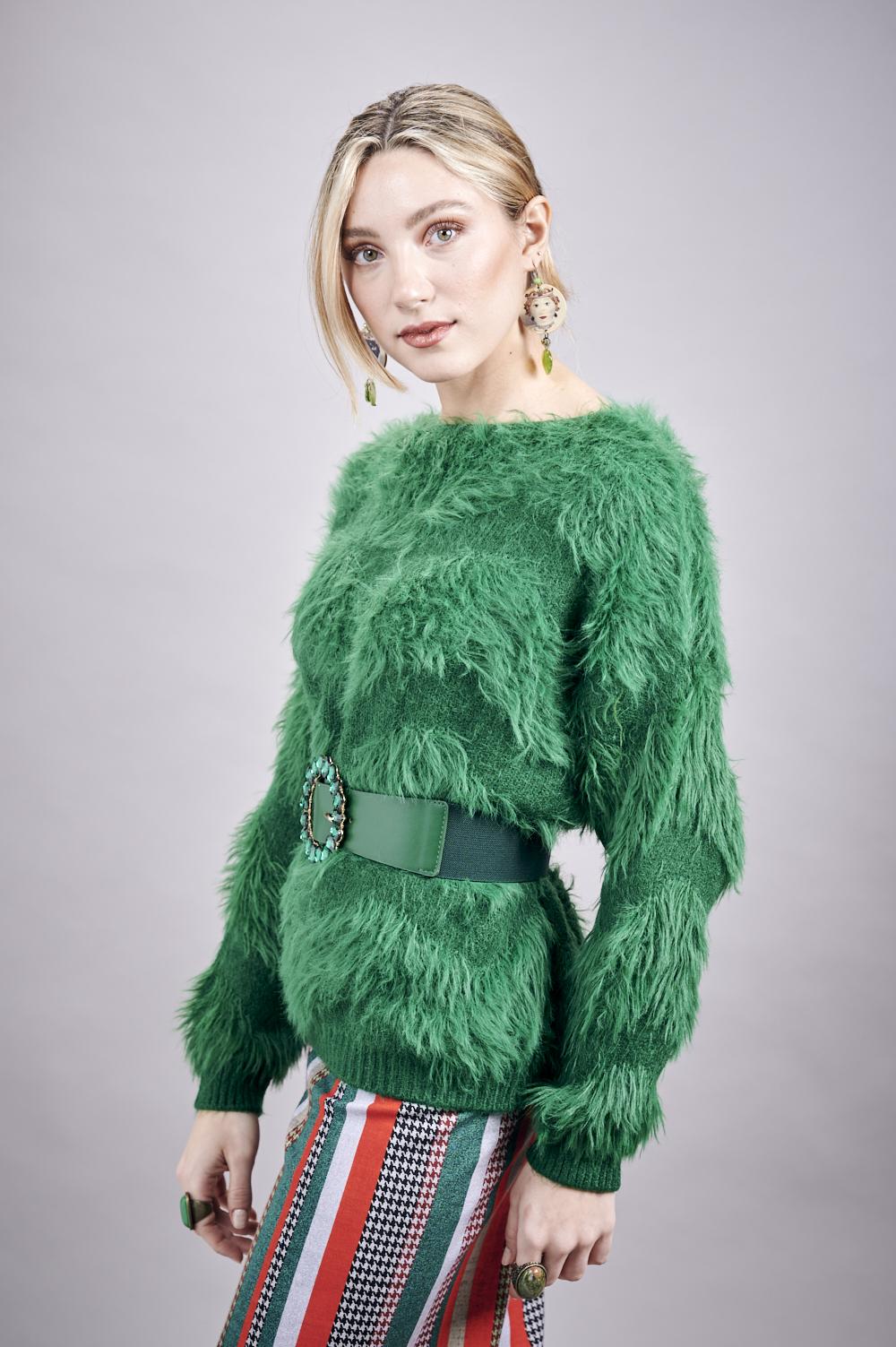 Save The Queen Maglia In Viscosa Verde Con Cintura