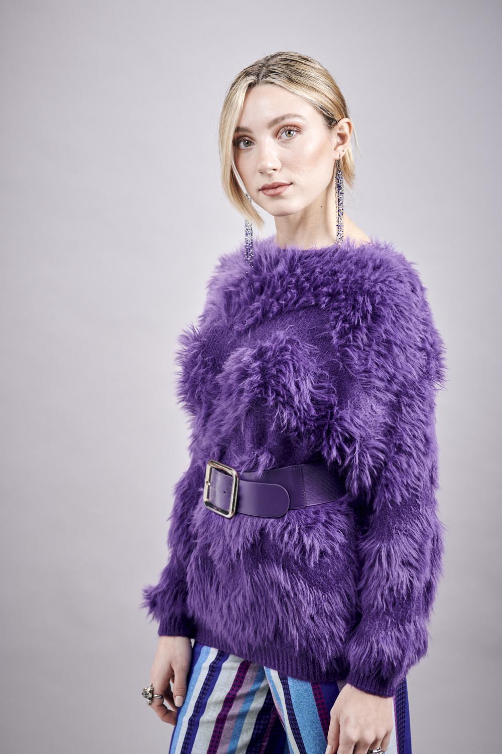 Save The Queen Maglia In Viscosa Viola Con Cintura