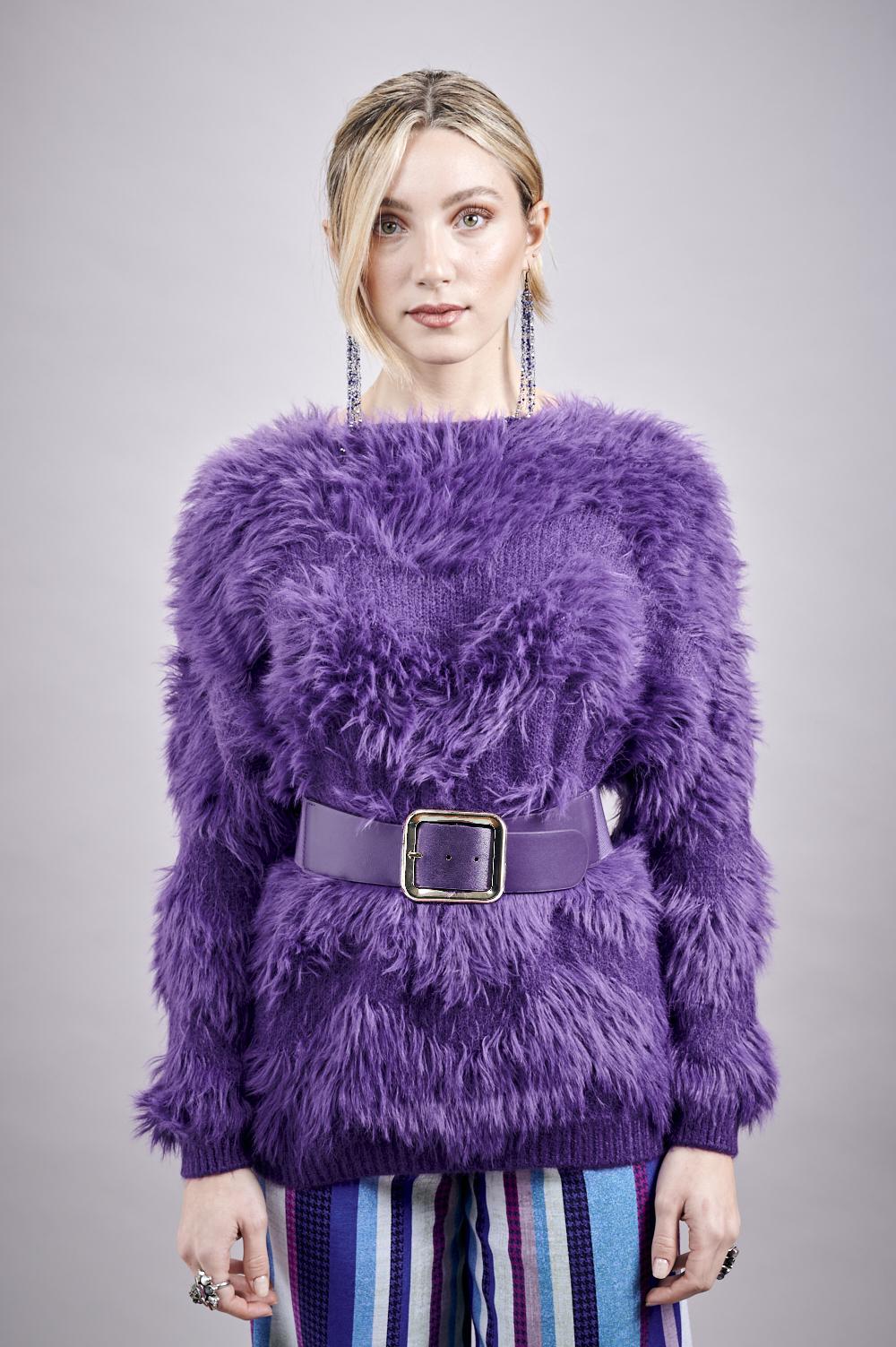 Save The Queen Maglia In Viscosa Viola Con Cintura