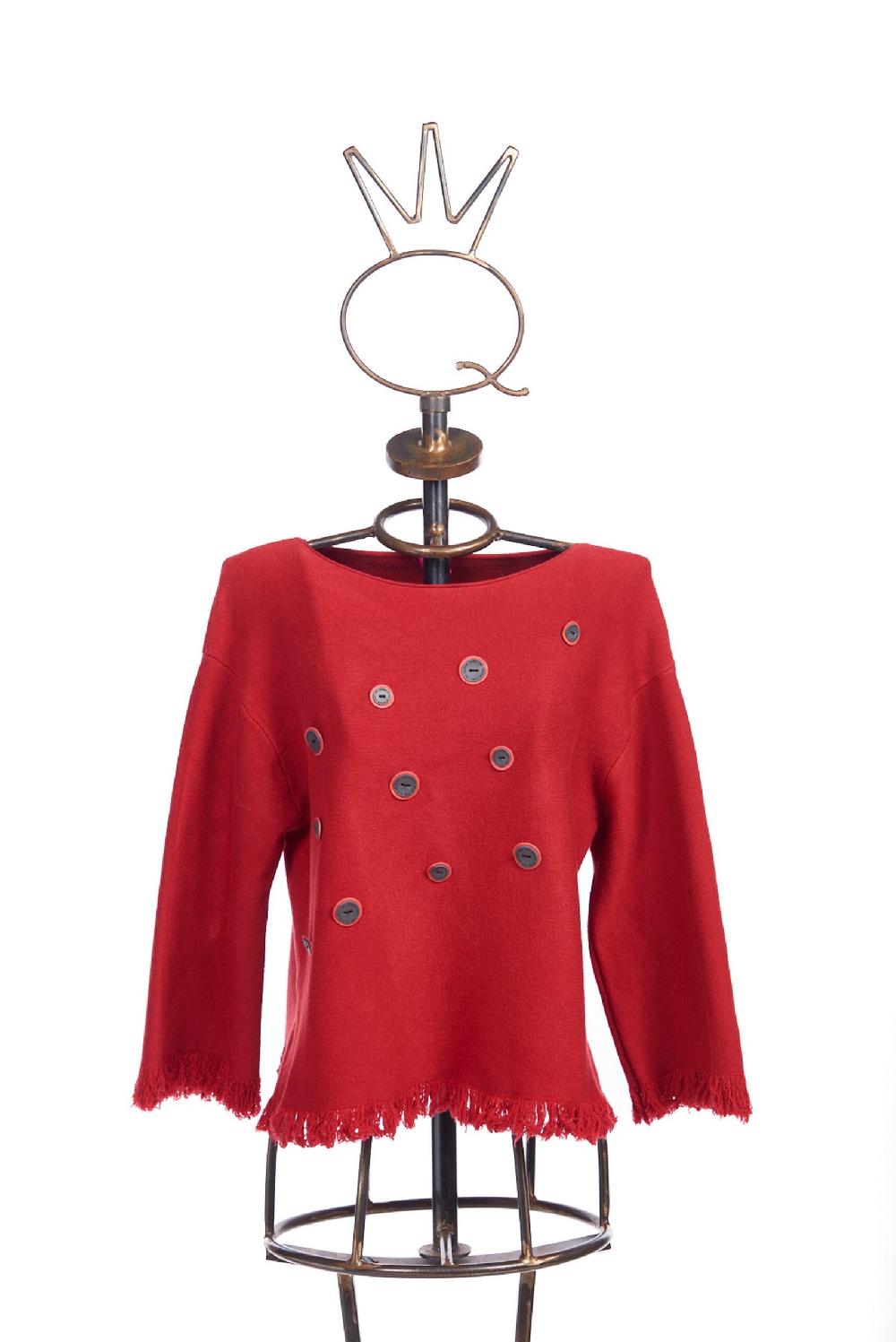 Save The Queen Maglia Rossa Con Bottoni Ricamati