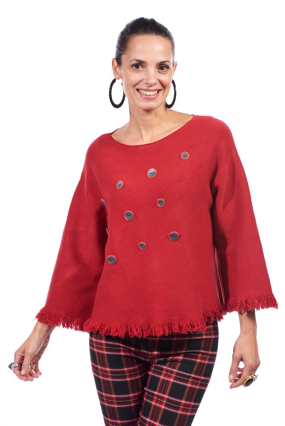 Save The Queen maglia rossa con bottoni ricamati