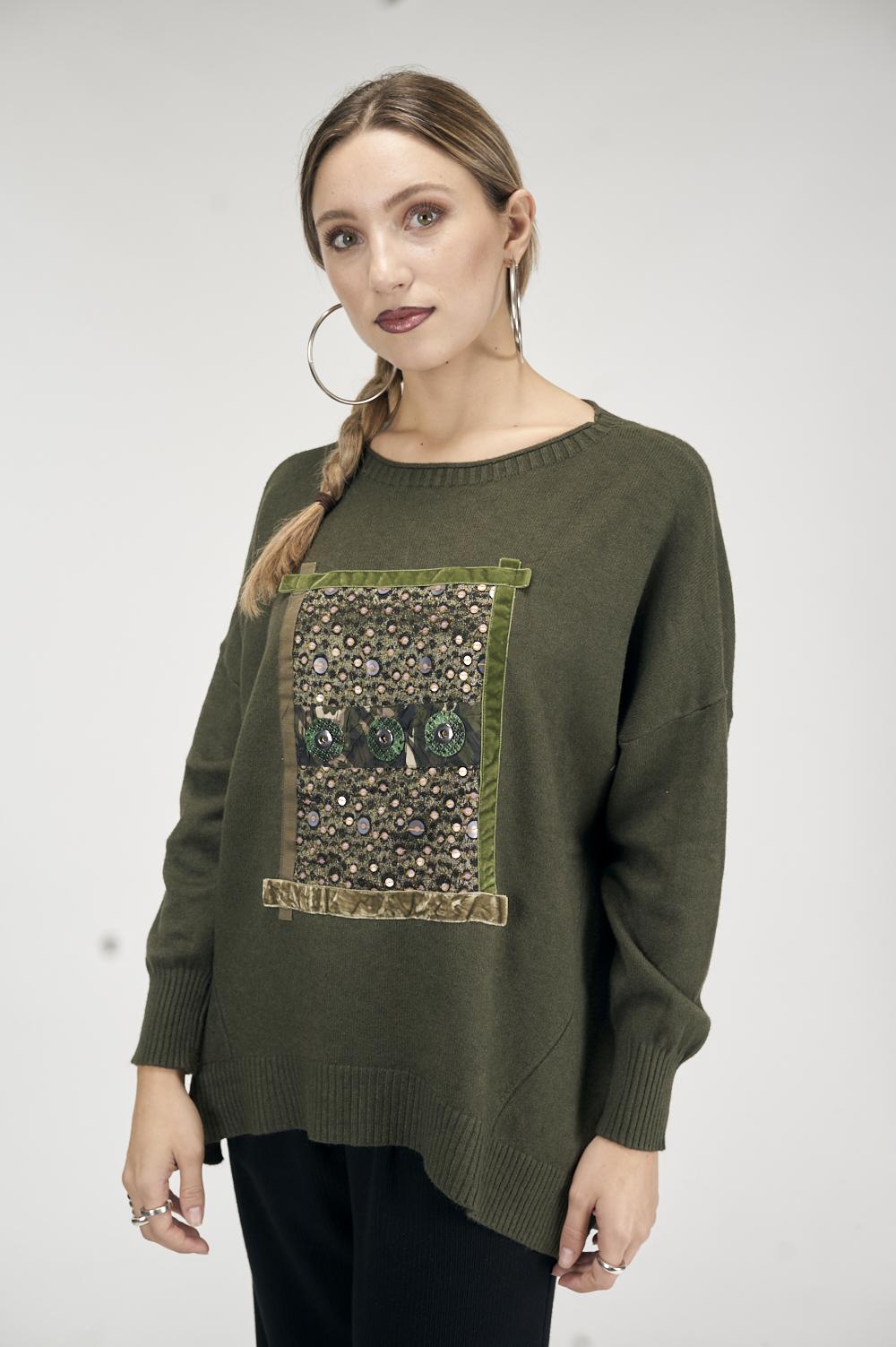 Save The Queen Maxi maglia verde militare