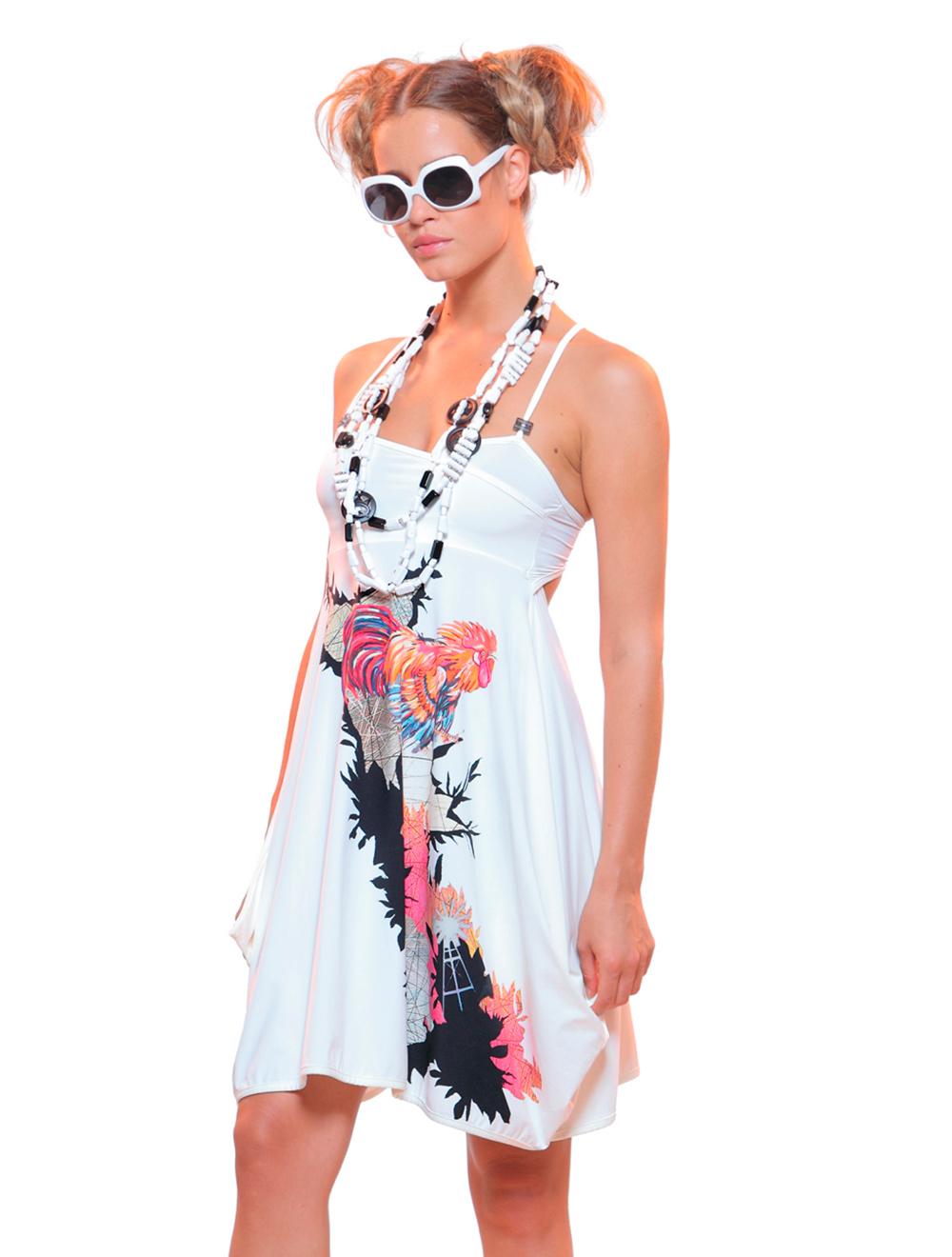 Save The Queen Mini abito bianco stampato