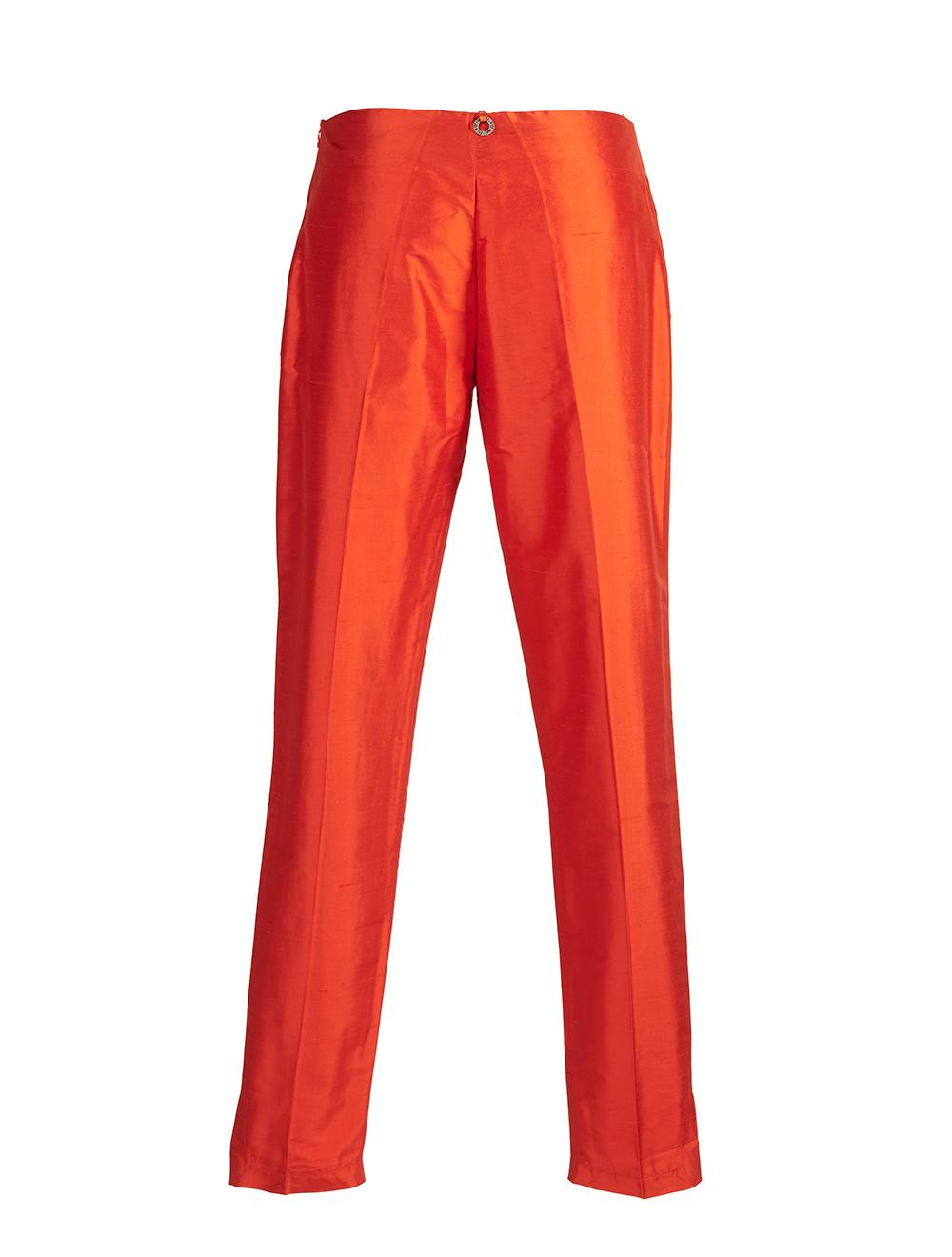 Save The Queen Pantalone In Shantung Di Seta Rossa