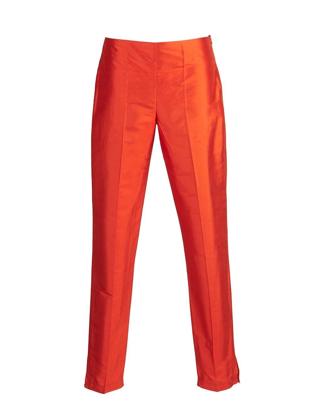 Save The Queen Pantalone in shantung di seta rossa