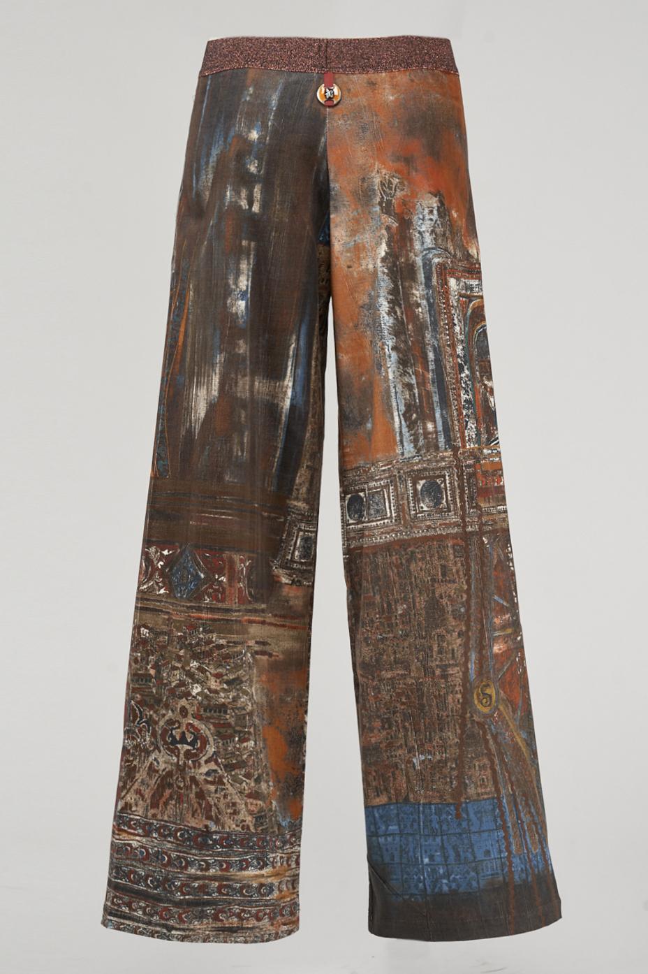 Save The Queen Pantalone Largo Stampato In Velluto