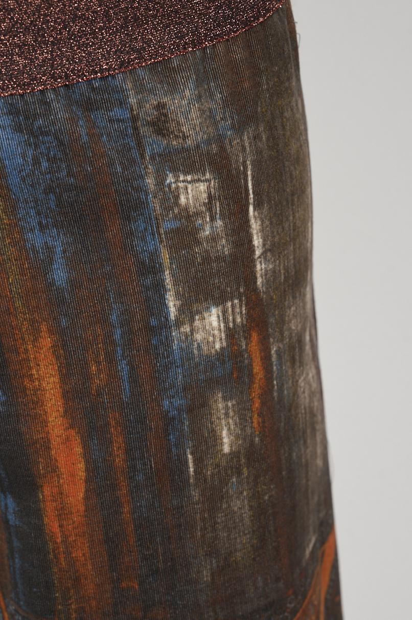 Save The Queen Pantalone Largo Stampato In Velluto