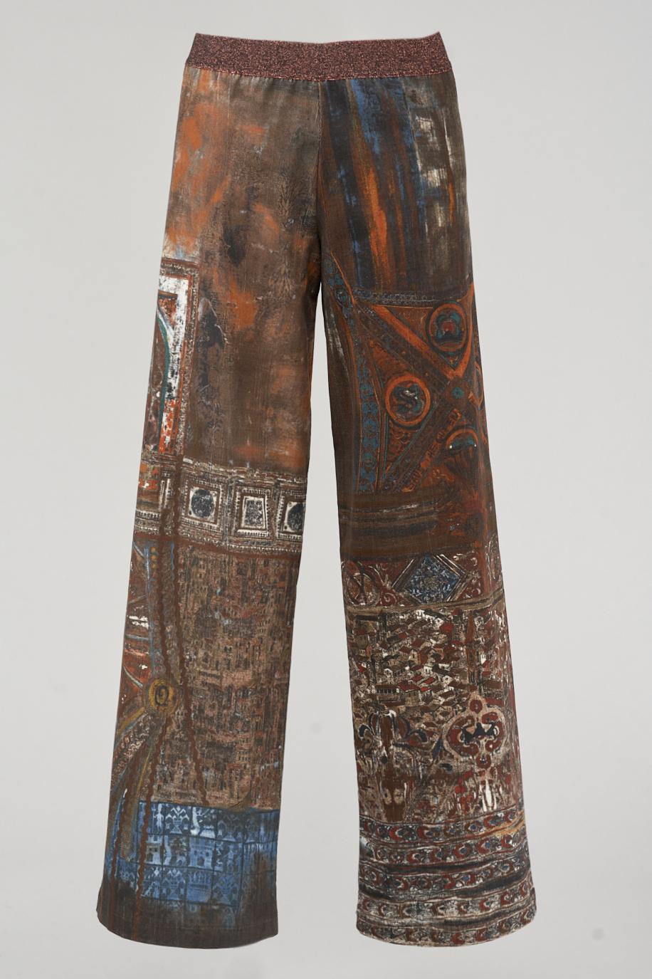 Save The Queen Pantalone largo stampato in velluto