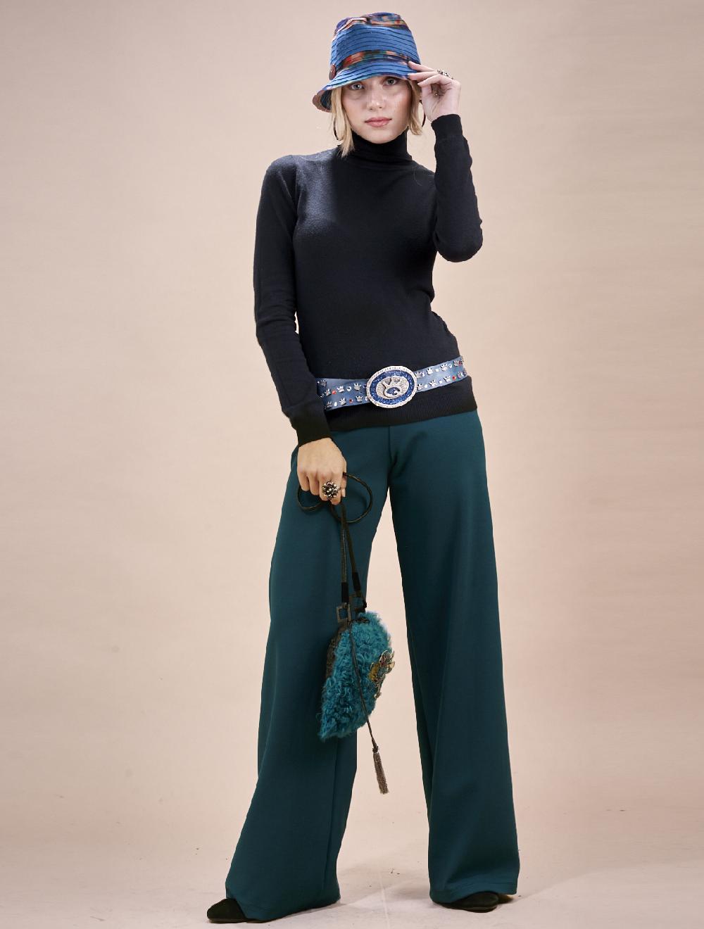 Save The Queen Pantalone palazzo color ottanio