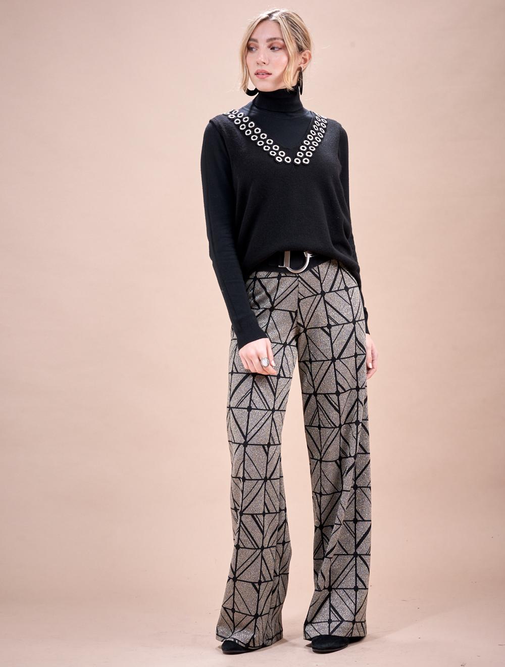 Save The Queen Pantalone Palazzo In Jacquard