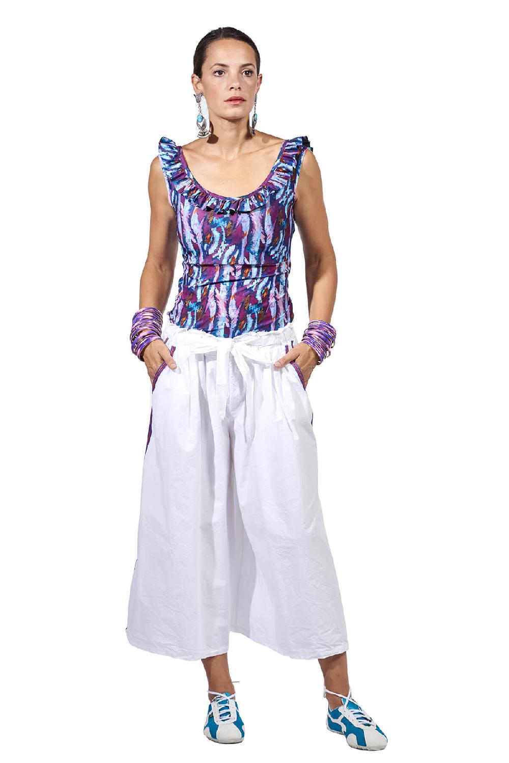 Save The Queen Pantaloni In Cotone Bianco