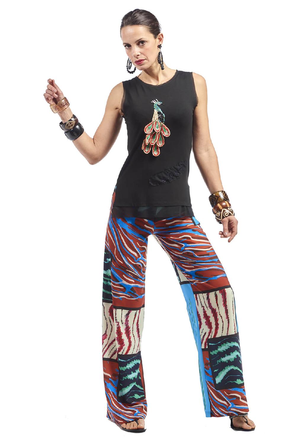 Save The Queen Pantaloni In Crepe Con Stampa