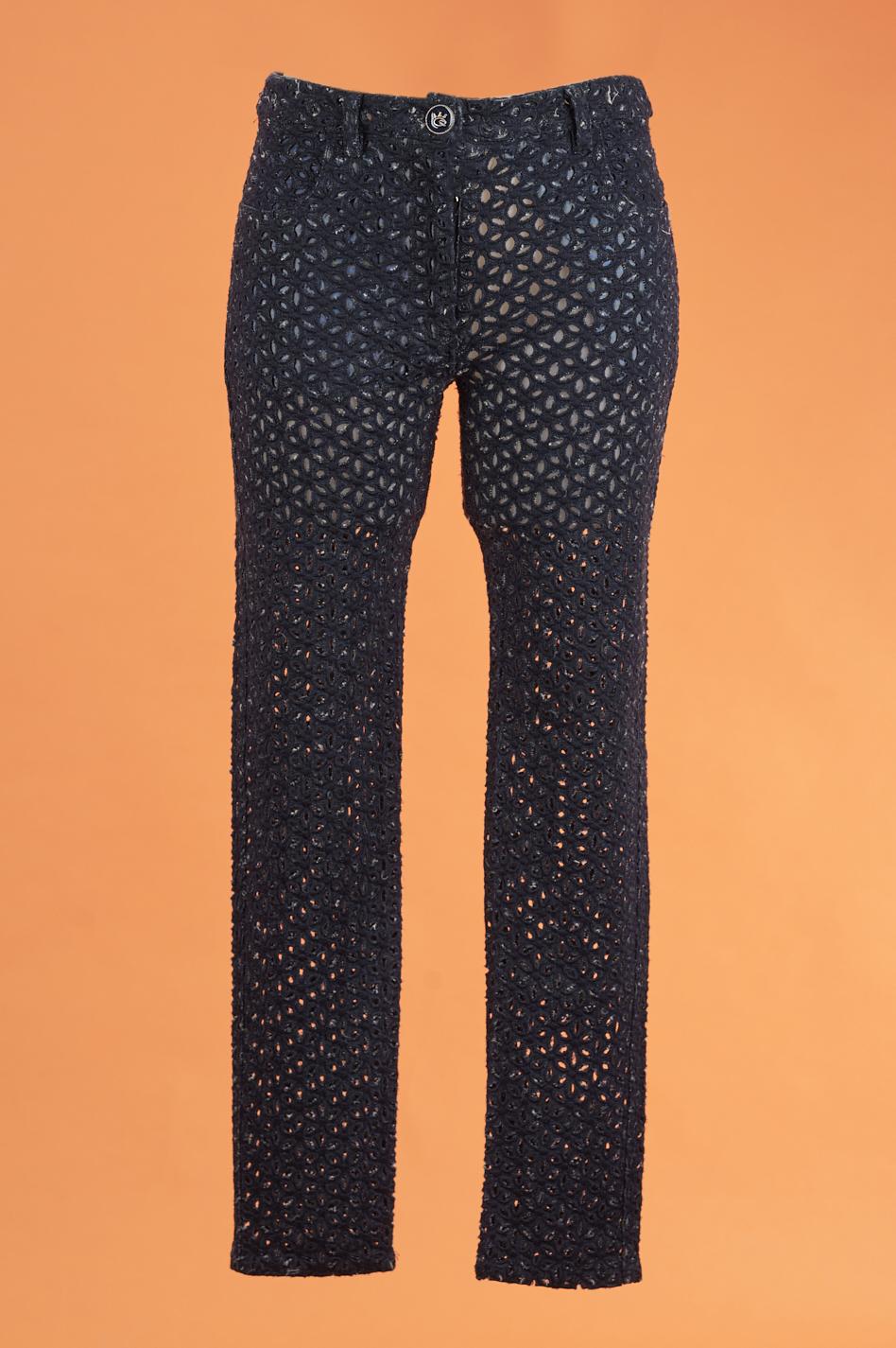 Save The Queen Pantaloni traforati blu