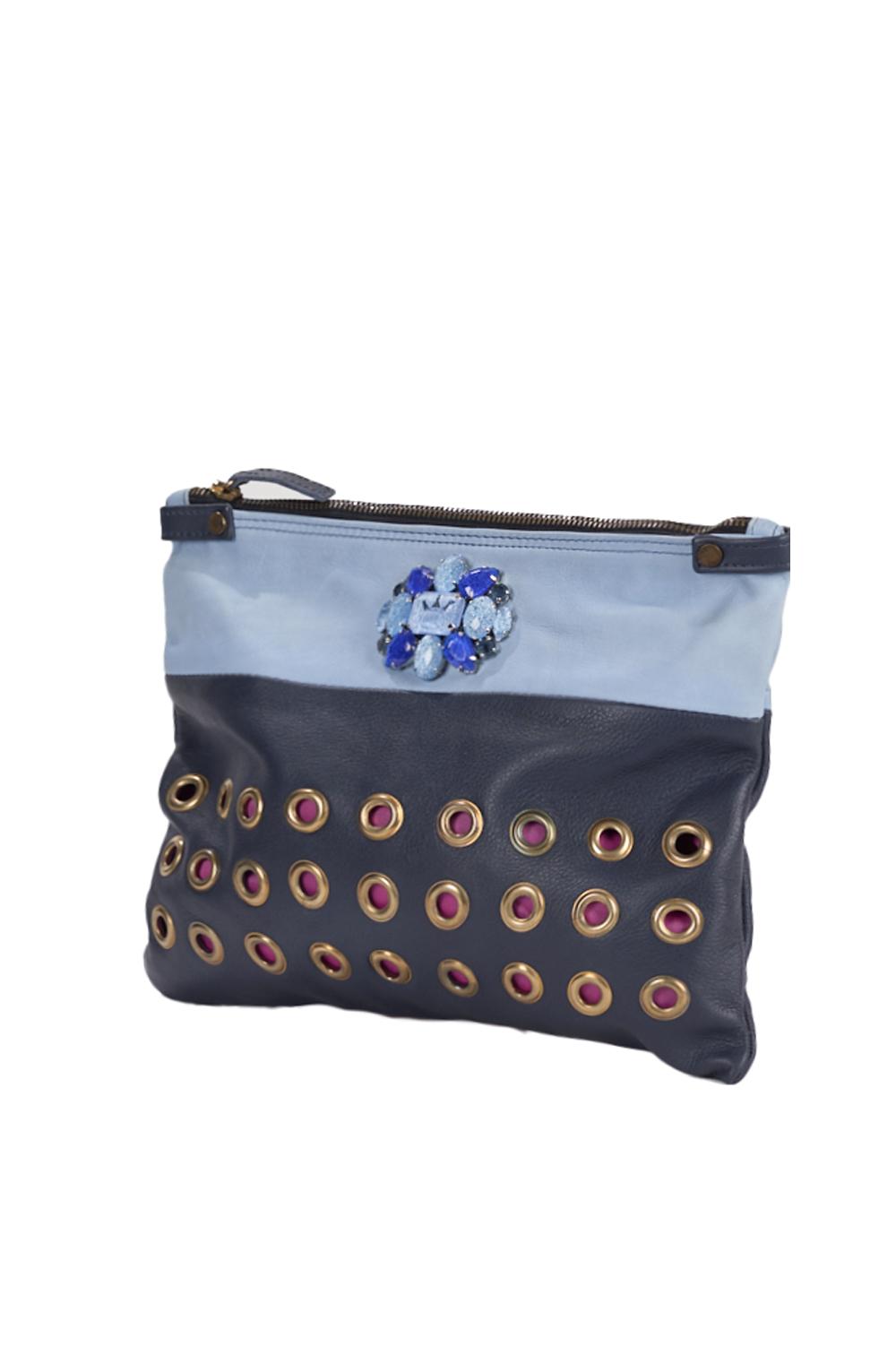 Save The Queen Pochette In Pelle Celeste E Blu
