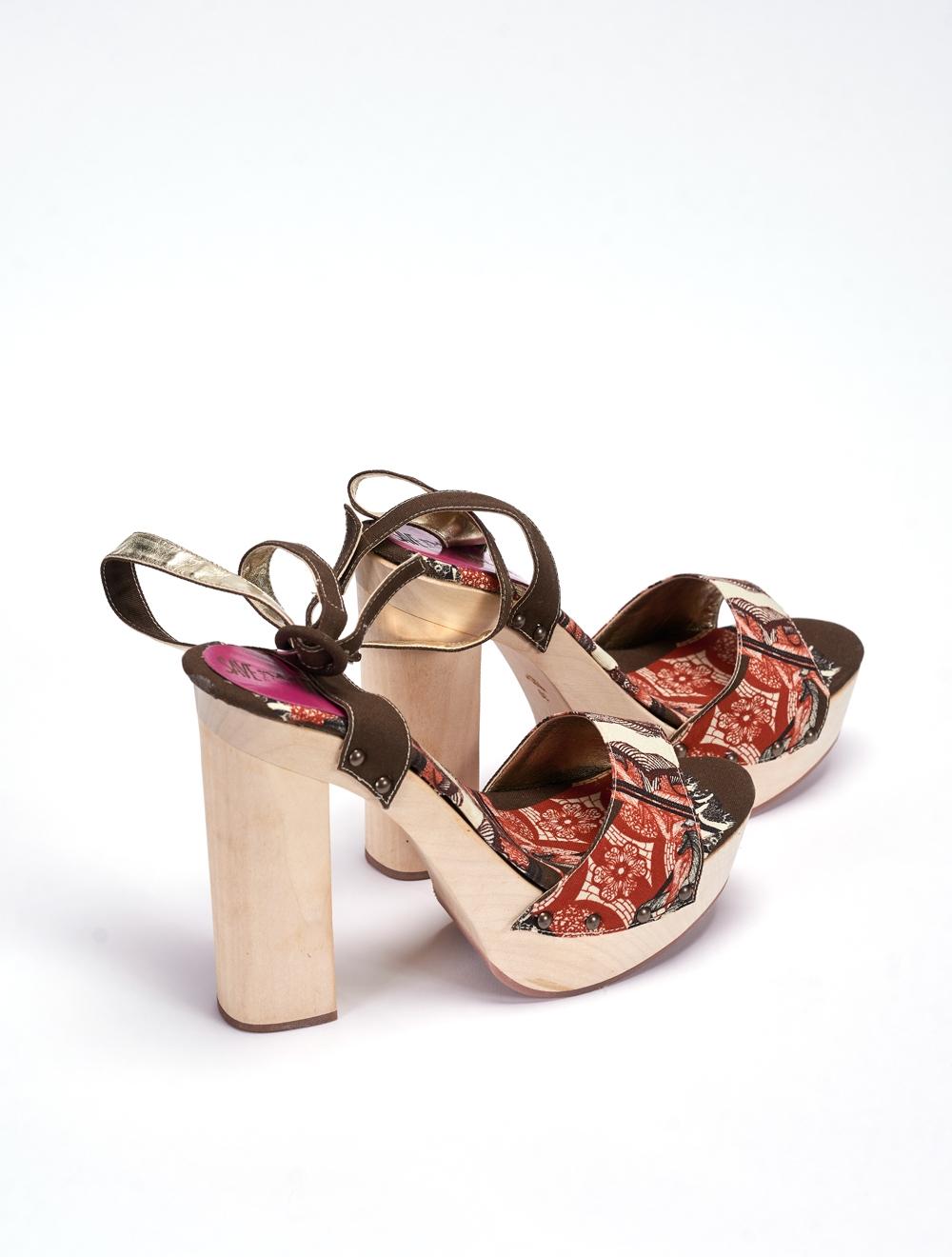 Save The Queen Sandali Alti In Cotone Con Stampa