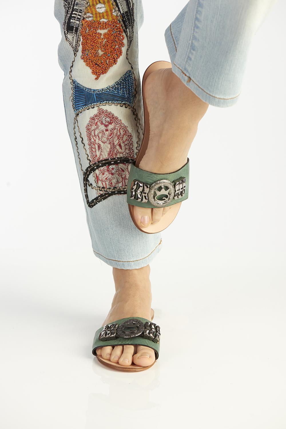 Save The Queen Sandali Flat Con Fascia Verde