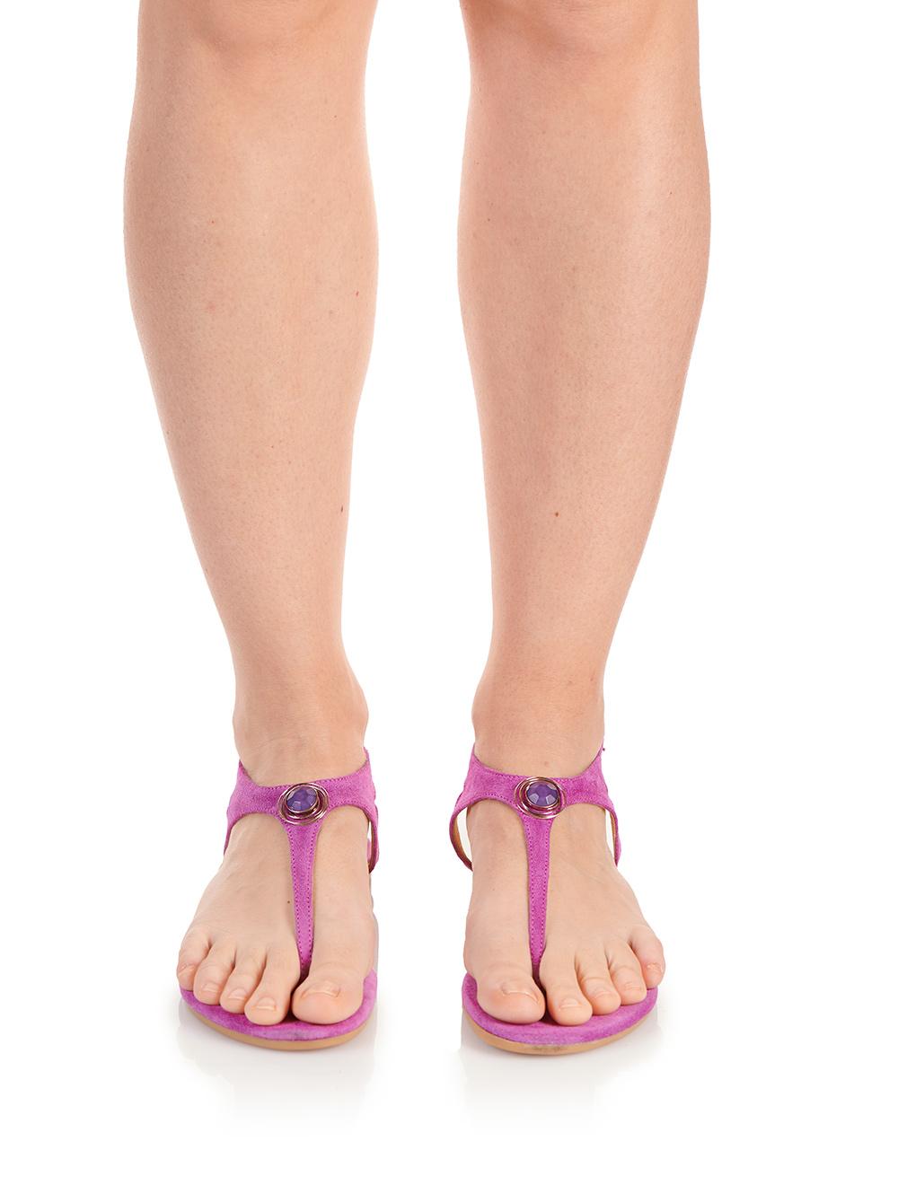 Save The Queen Sandali flat in camoscio fucsia