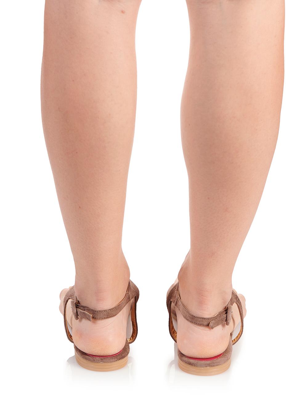 Save The Queen Sandali Flat In Camoscio Marrone