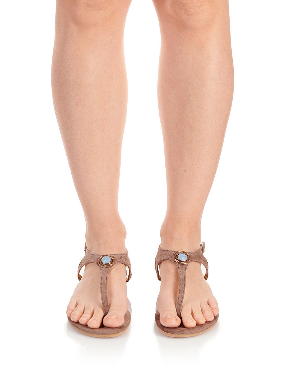 Save The Queen Sandali flat in camoscio marrone