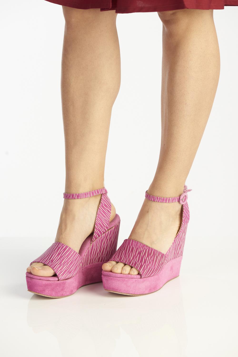 Save The Queen Sandali Rosa Ciclamo Con Zeppa