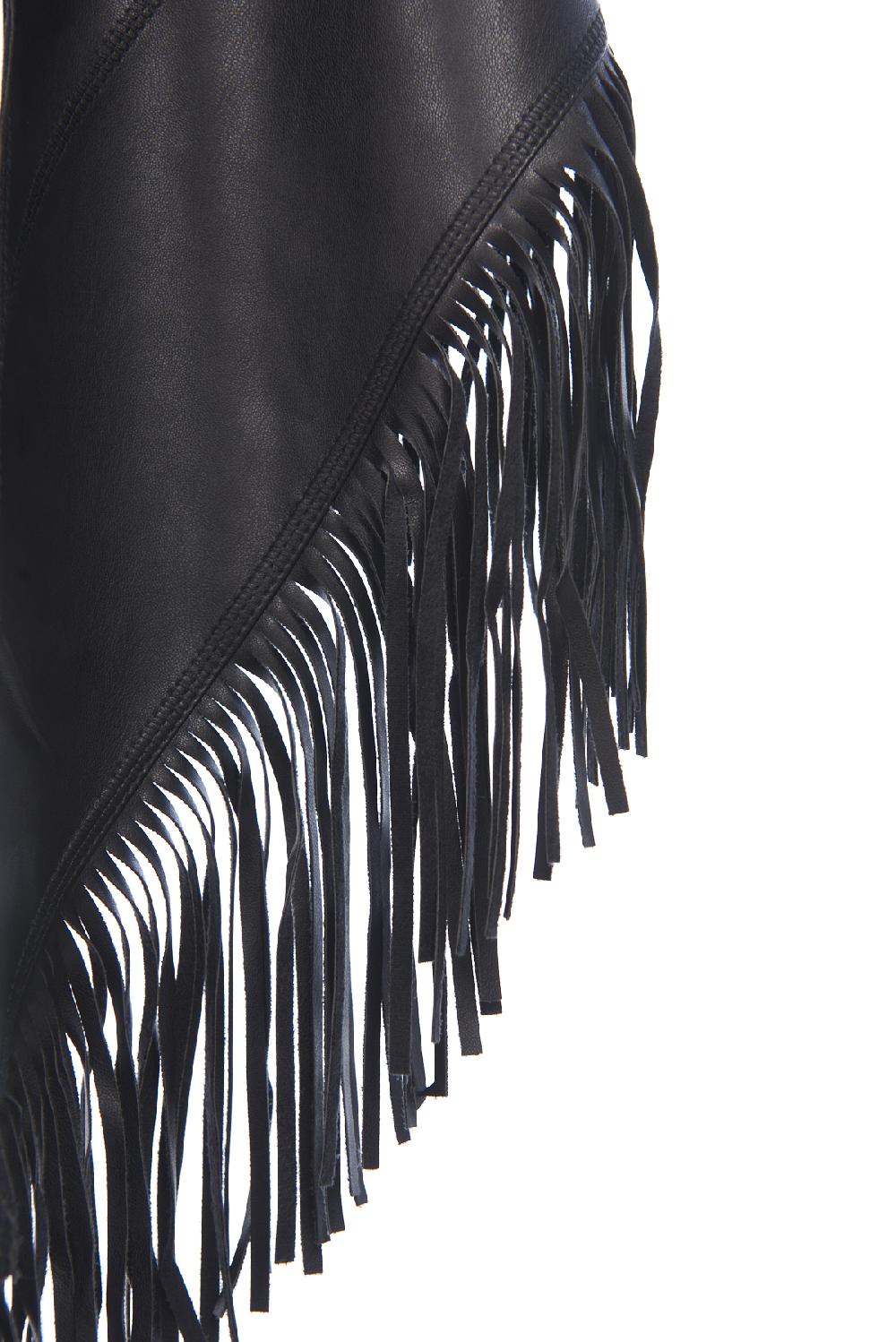 Save The Queen Scialle Nero In Eco Pelle