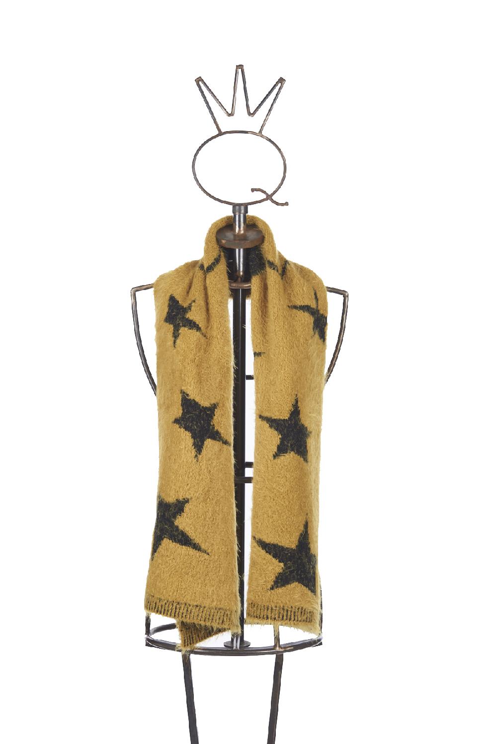 Save The Queen Sciarpa con logo e stelle senape