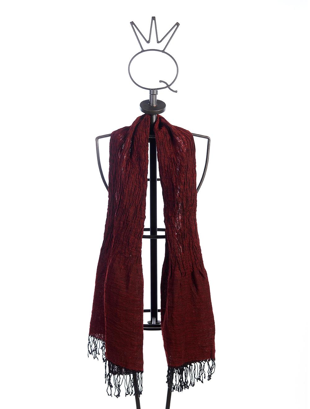 Save The Queen Sciarpa In Lana Nera E Bordeaux