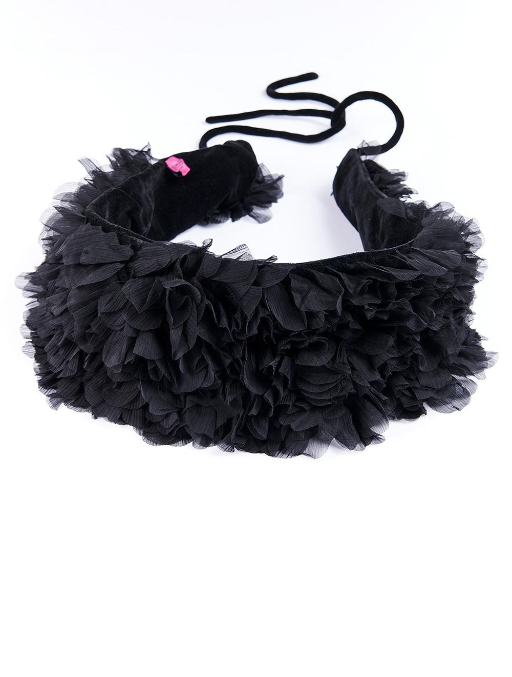 Save The Queen Sciarpa nera in crepon e velluto